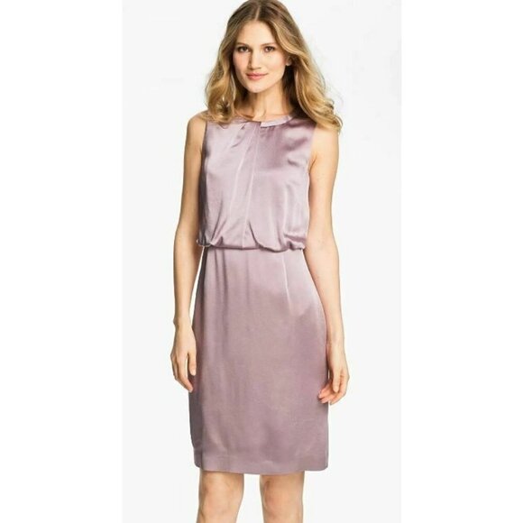 Hugo Boss Pink Sheath Mini Dress Sleeveless Crew Neck - Picture 2 of 12